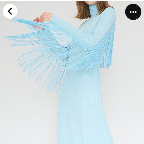 ROTATE BIRGER CHRISTENSEN Reba Maxi Dress with Fringe Sky Blue 6US - Picture 5 of 10